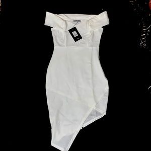 I am selling this off the shoulder white dress from Fashion Nova.